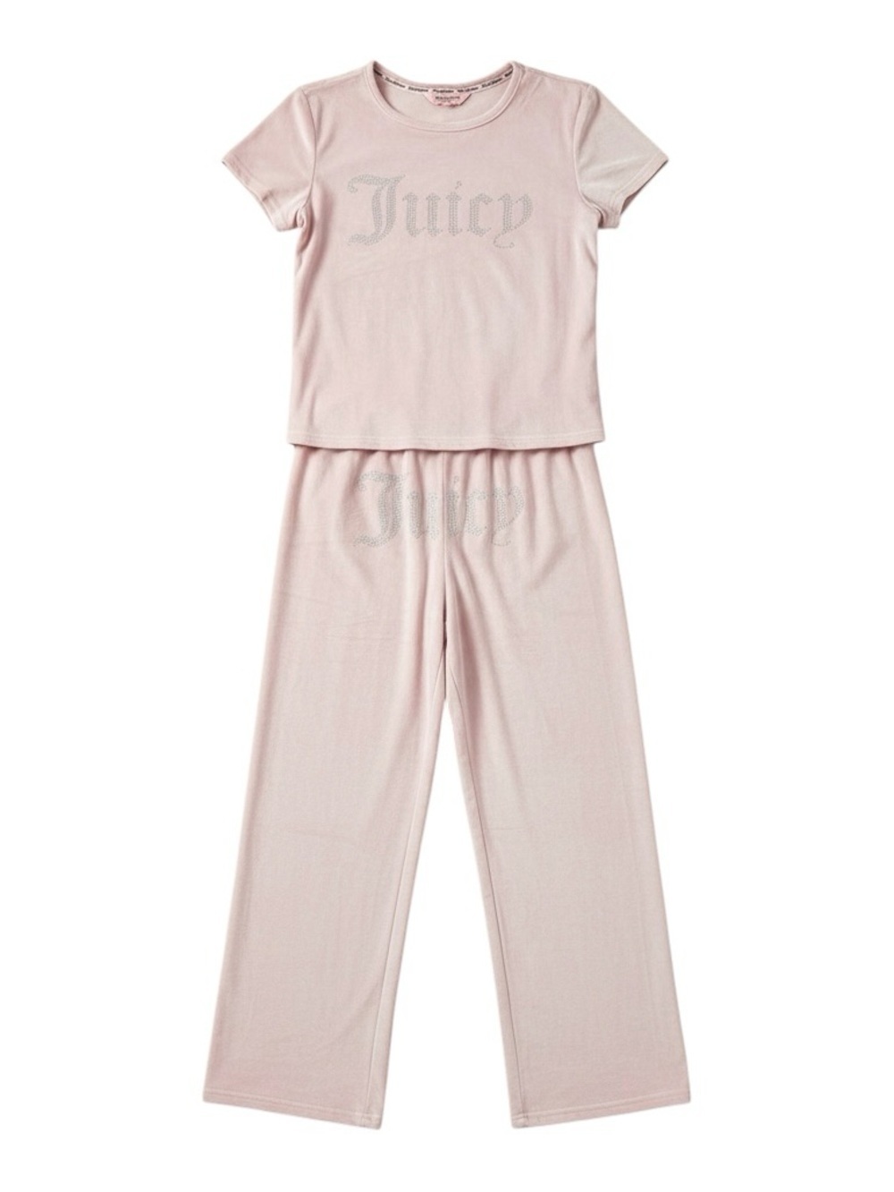 Juicy Couture Pink Velour Rhinestone Logo Loungewear Womens Size Large Y2K Bling